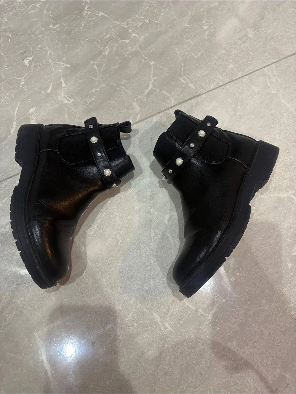 Marc Fisher Black Pearl-Accent Kids Ankle Boots